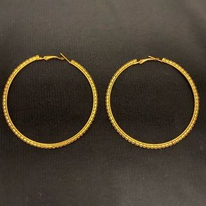 Gold hoop with cz diamonds ear rings